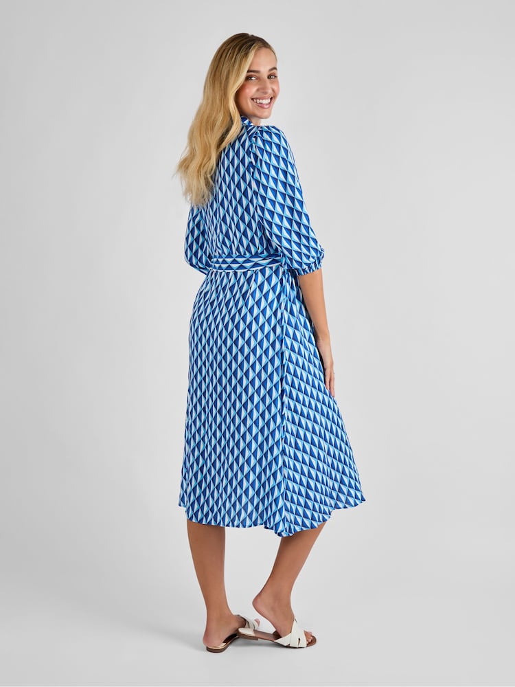 JoJo Maman Bébé Blue Button Through Maternity Midi Shirt Dress - Image 2 of 4