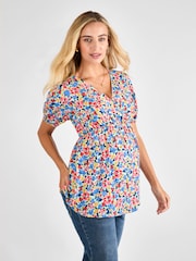 JoJo Maman Bébé Multi Floral V-Neck Maternity Blouse - Image 2 of 5