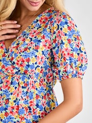 JoJo Maman Bébé Multi Floral V-Neck Maternity Blouse - Image 5 of 5