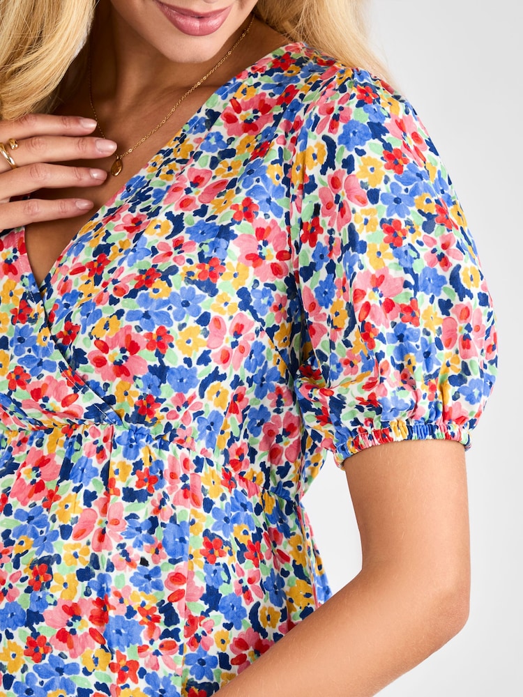 JoJo Maman Bébé Multi Floral V-Neck Maternity Blouse - Image 5 of 5