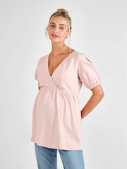 JoJo Maman Bébé Rose Short Sleeve Maternity Jersey Top - Image 1 of 4