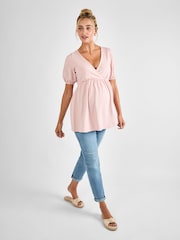 JoJo Maman Bébé Rose Short Sleeve Maternity Jersey Top - Image 3 of 4