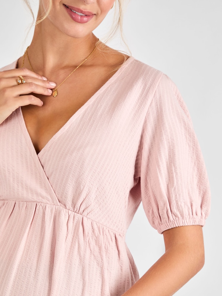 JoJo Maman Bébé Rose Short Sleeve Maternity Jersey Top - Image 4 of 4