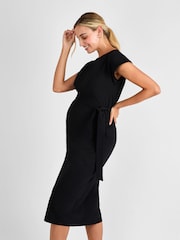 JoJo Maman Bébé Black Maternity Midi T-Shirt Dress - Image 3 of 4