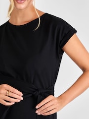 JoJo Maman Bébé Black Maternity Midi T-Shirt Dress - Image 4 of 4