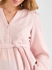 JoJo Maman Bébé Rose Long Sleeve Textured Maternity Blouse - Image 4 of 4