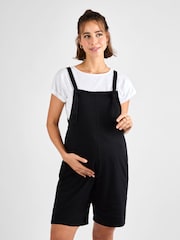 JoJo Maman Bébé Black Jersey Maternity Short Dungarees - Image 3 of 4