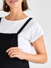 JoJo Maman Bébé Black Jersey Maternity Short Dungarees - Image 4 of 4