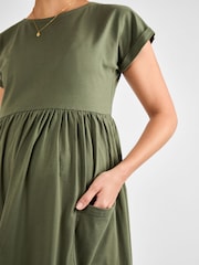 JoJo Maman Bébé Khaki Pocket Maternity T-Shirt Dress - Image 4 of 4