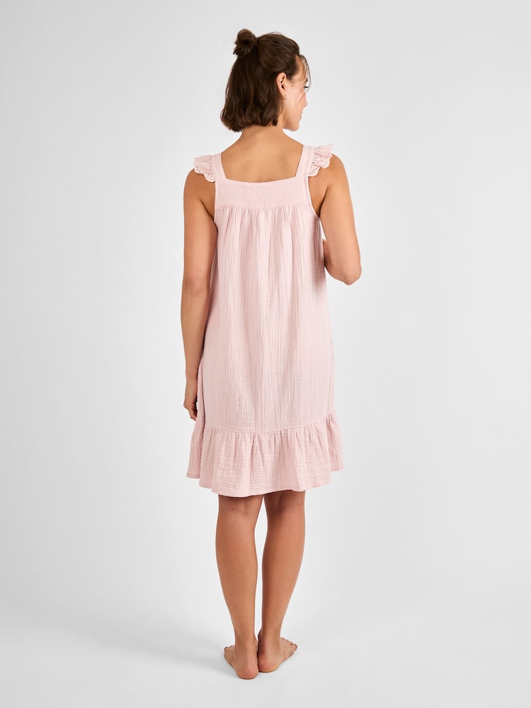 JoJo Maman Bébé Pink Frill Sleeve Maternity Nightdress - Image 2 of 4