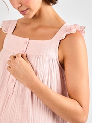 JoJo Maman Bébé Pink Frill Sleeve Maternity Nightdress - Image 4 of 4