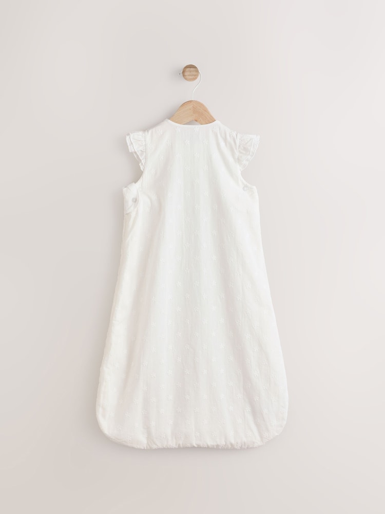 White Broderie 1 Tog Baby 100% Cotton Sleep Bag - Image 2 of 8