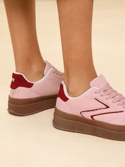 Lipsy Pink Chunky Gum Lace Up Flatform Striped Trainers - Image 3 of 5