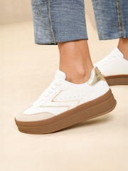 Белый - Lipsy Chunky Gum Lace Up Flatform Striped Trainers - Изображение 2 из 4