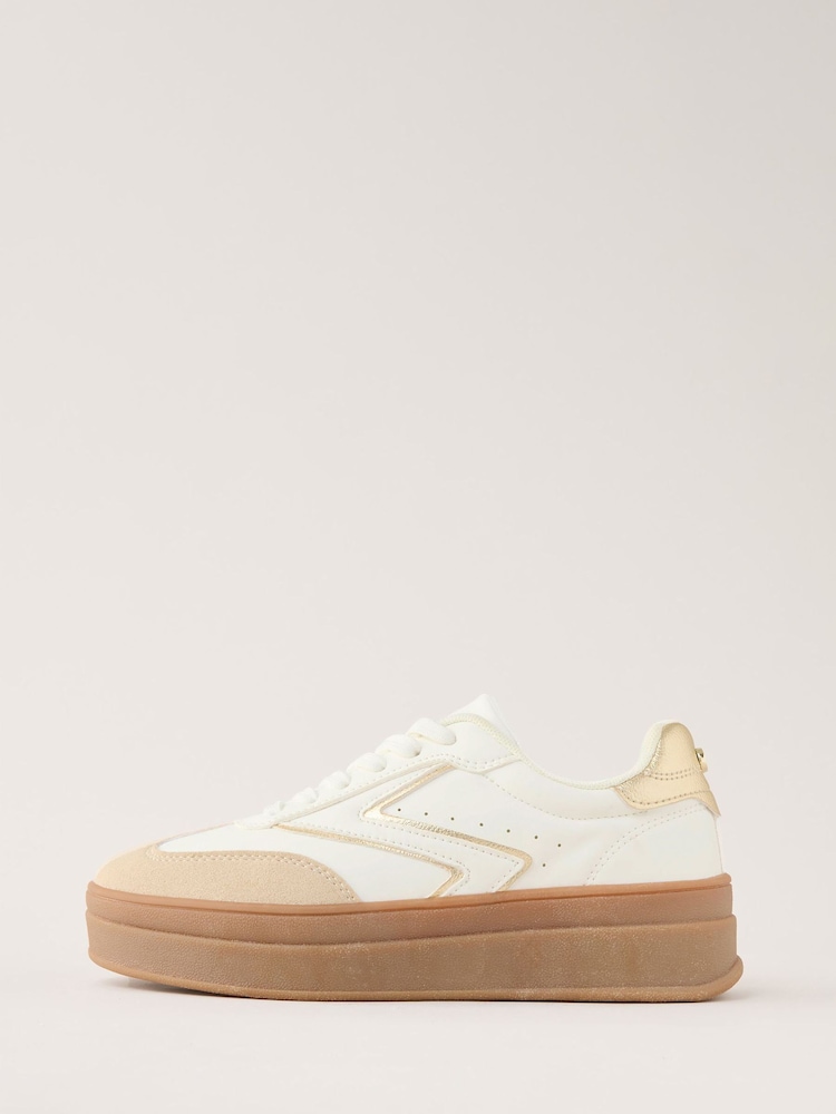 Белый - Lipsy Chunky Gum Lace Up Flatform Striped Trainers - Изображение 4 из 4