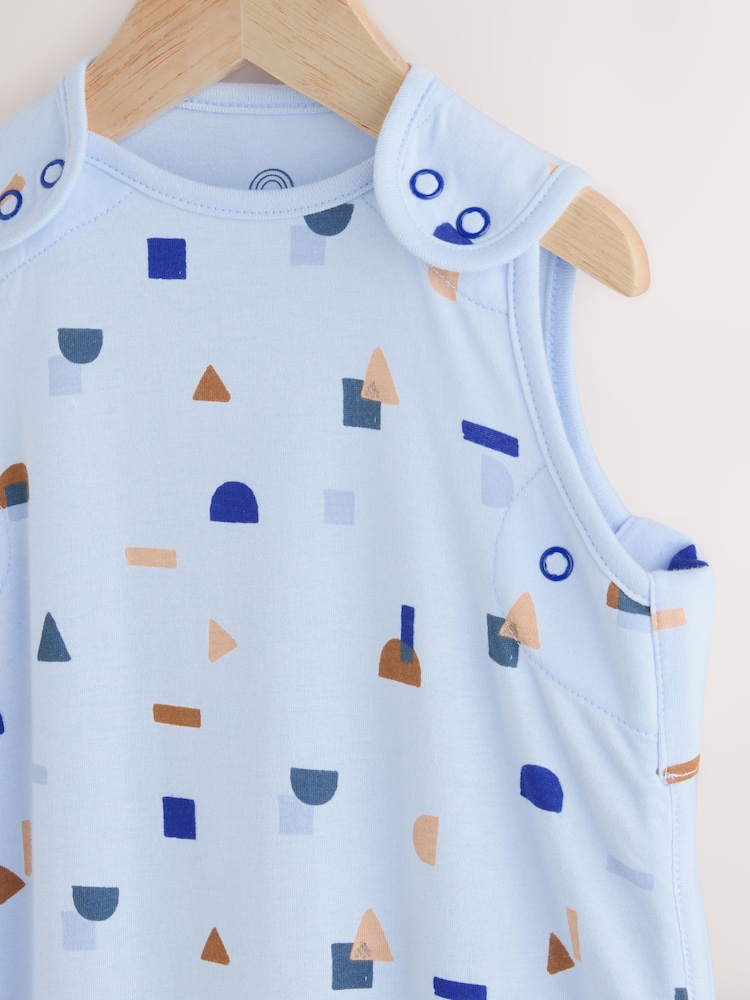 Blue Mini Shapes Baby 0.5 Tog 100% Cotton Sleep Bag - Image 5 of 8