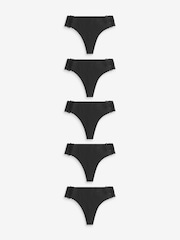 Boux Avenue Talulla MF & Lace Black Thongs 5 Pack - Image 1 of 5