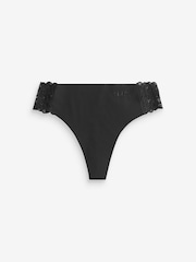 Boux Avenue Talulla MF & Lace Black Thongs 5 Pack - Image 5 of 5