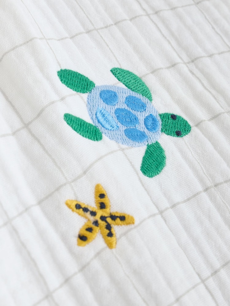 Sea Embroidery Muslin 1 Tog Baby 100% Cotton Sleep Bag - Image 7 of 8