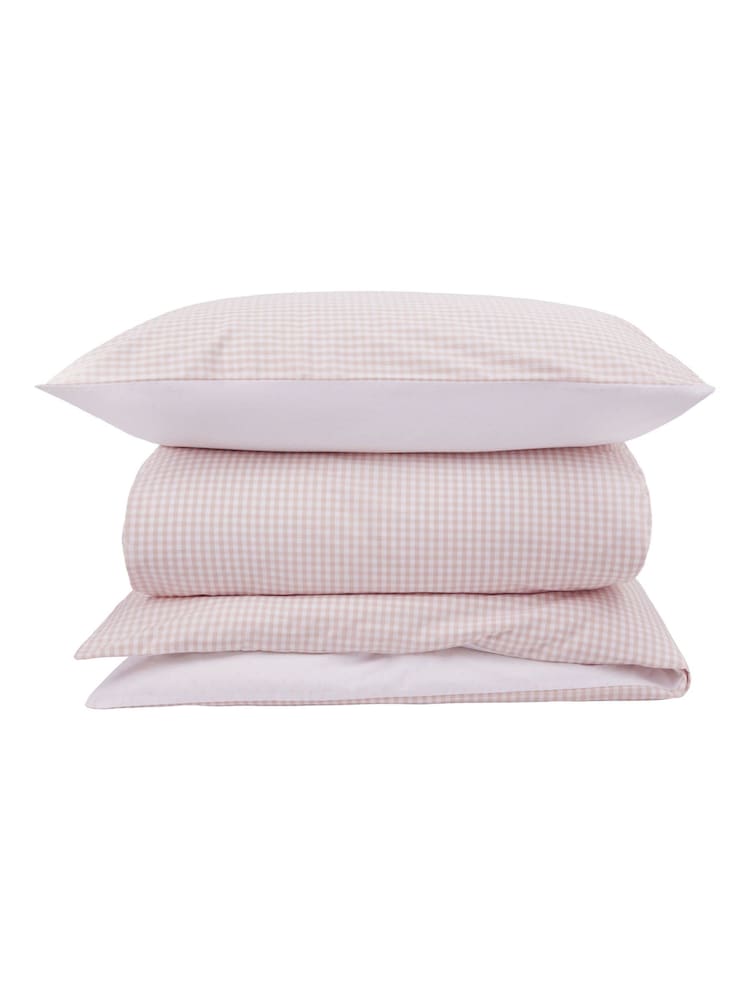 The White Company Pink 100%  Cotton Reversible Gingham Single Set - Image 2 of 2