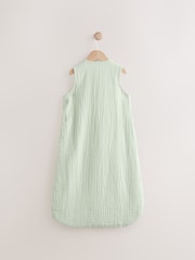 Green Muslin 1 Tog Baby 100% Cotton Sleep Bag - Image 2 of 9