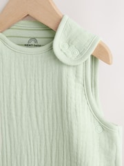Green Muslin 1 Tog Baby 100% Cotton Sleep Bag - Image 5 of 9
