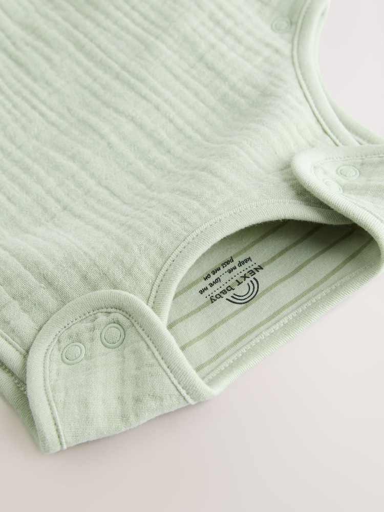 Green Muslin 1 Tog Baby 100% Cotton Sleep Bag - Image 6 of 9
