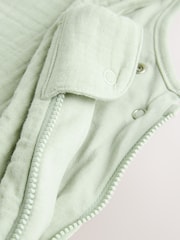 Green Muslin 1 Tog Baby 100% Cotton Sleep Bag - Image 7 of 9