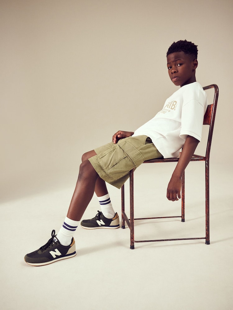 Khaki Green Linen Cargo Shorts (3-16yrs) - Image 3 of 4