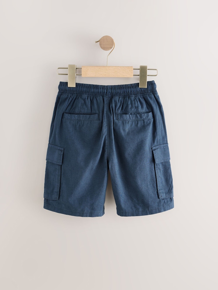 Blue Linen Cargo Shorts (3-16yrs) - Image 2 of 7