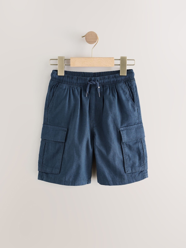 Blue Linen Cargo Shorts (3-16yrs) - Image 4 of 7