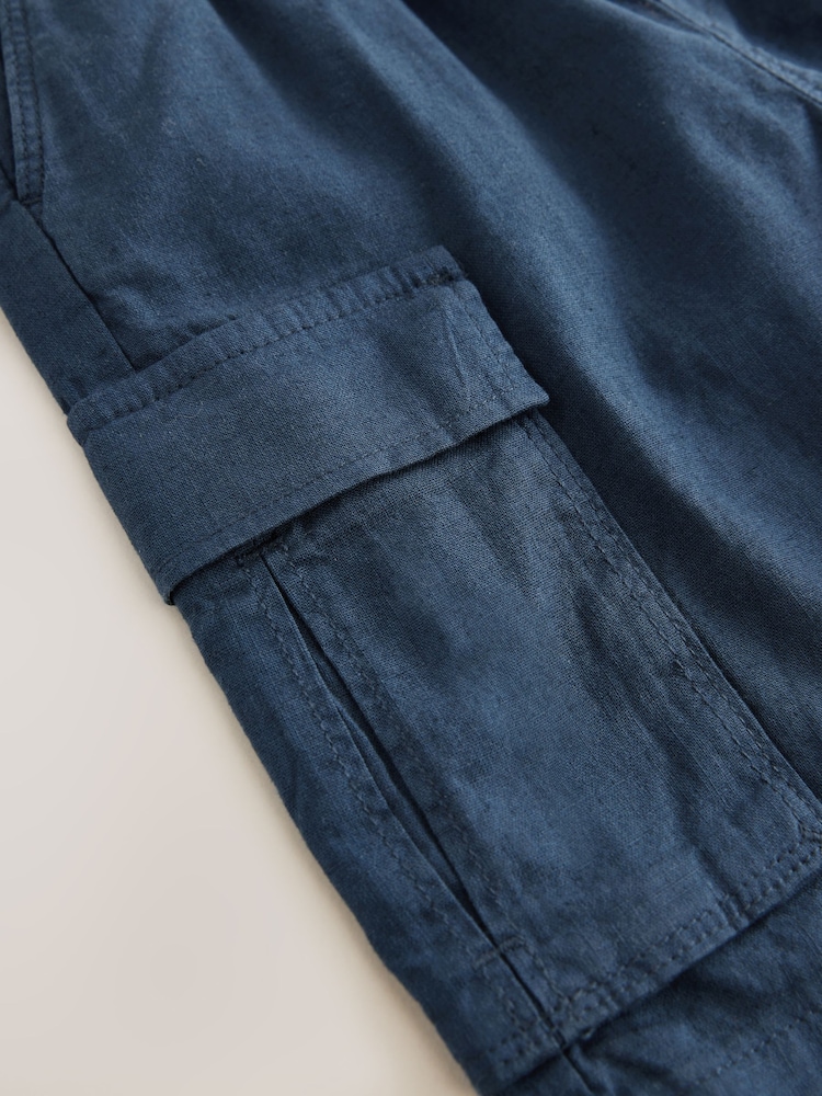 Blue Linen Cargo Shorts (3-16yrs) - Image 6 of 7