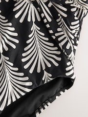 Black/Cream Fan Print Plunge Tummy Control Swimsuit - Image 8 of 8