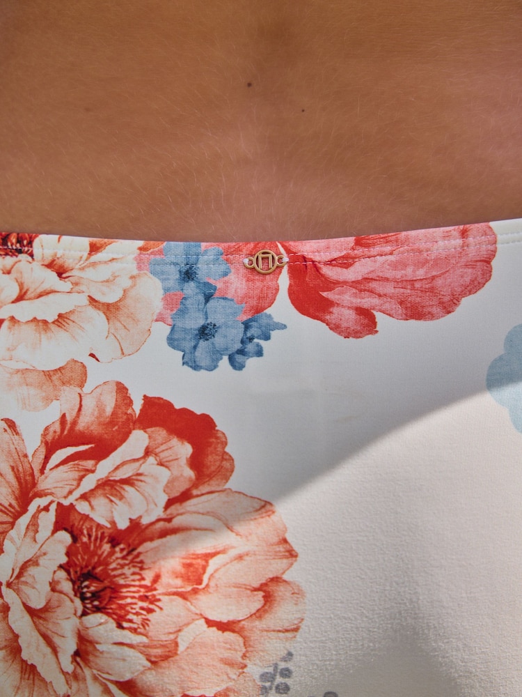 Marineblauw/crèmekleurig/koraal bloemen - Bikini broekje met print - Image 5 of 8