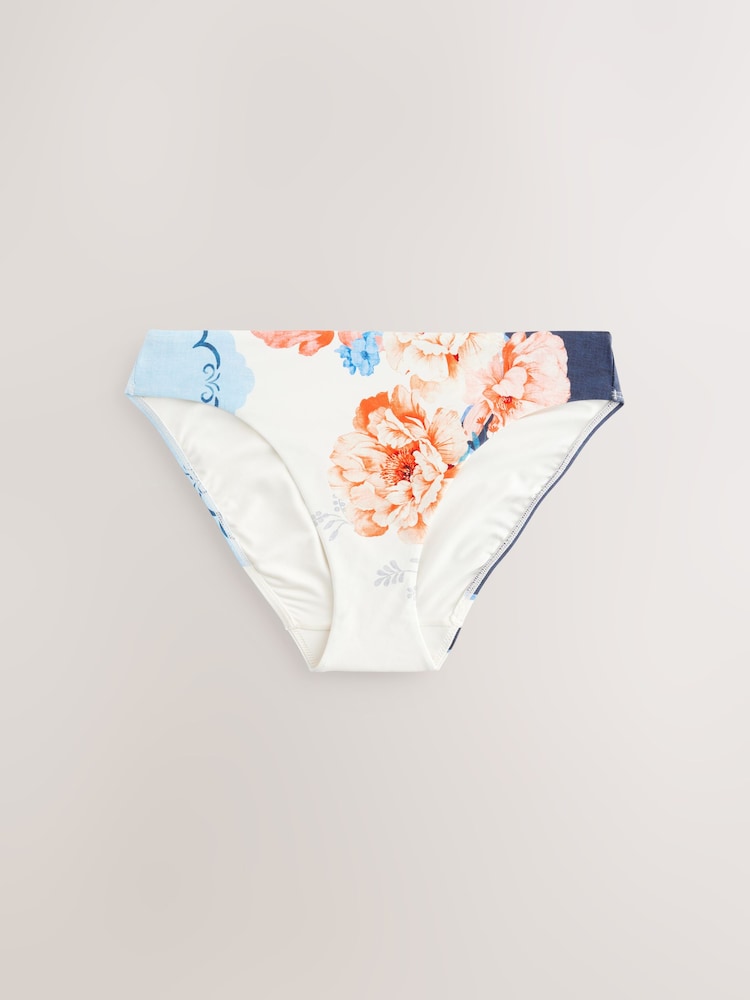 Marineblauw/crèmekleurig/koraal bloemen - Bikini broekje met print - Image 6 of 8