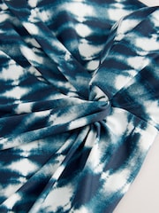 Navy Tie Dye Twist Scoop Tummy Control Swimsuit - Image 10 of 11