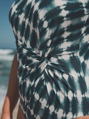 Navy Tie Dye Twist Scoop Tummy Control Swimsuit - Image 5 of 11