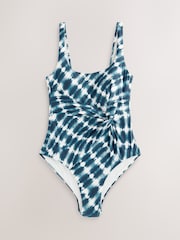 Navy Tie Dye Twist Scoop Tummy Control Swimsuit - Image 8 of 11