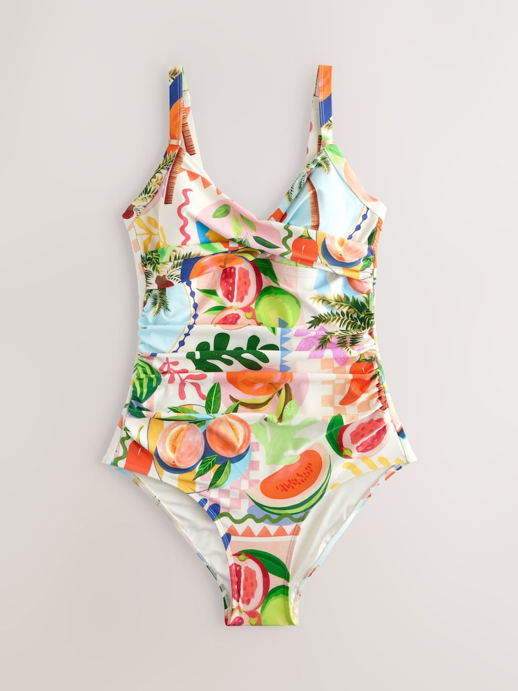 Bright Fruit/Tropical Print Shaping Tummy Control Swimsuit - Image 6 of 8