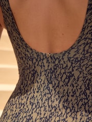 Khaki Green/Black Ruched Side Tummy Shaping Control Swimsuit - Image 7 of 10