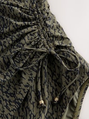 Khaki Green/Black Ruched Side Tummy Shaping Control Swimsuit - Image 9 of 10