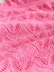 Pink Lace Plunge Shaping Tummy Control Swimsuit - Image 6 of 8