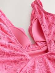 Pink Lace Plunge Shaping Tummy Control Swimsuit - Image 7 of 8