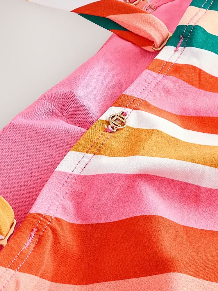 Bright Multicolour Stripe Bandeau Ruched Leg Tummy Control Shaping Swimsuit - Image 9 of 9