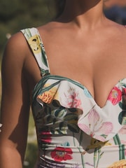 Kew Collection Ecru Floral Frill Bandeau Tummy Control Swimsuit - Image 5 of 5