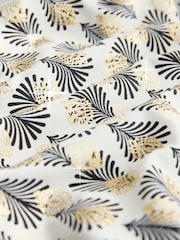 Cream/Black Foil Fan Print Twist Bandeau Tummy Control Swimsuit - Image 8 of 10