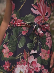 Kew Collection Navy Floral Shaping Tummy Control Skirted Swim Dress - Image 5 of 7