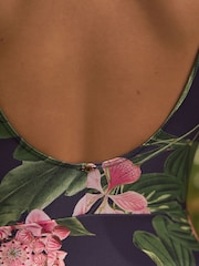 Kew Collection Navy Floral Shaping Tummy Control Skirted Swim Dress - Image 7 of 7