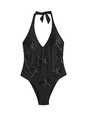 Black Palm Beaded - Bañador con efecto reductor en el vientre y bordados - Imagen 5 de 8