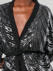 Religion Metallic Division Sequin Kaftan Jacket With Tie Belt - Image 5 of 6